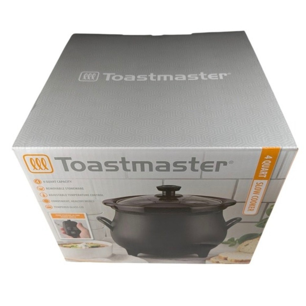 NEW Toastmaster 4 Quart Cauldron Crock Pot Matte Black Removable Stoneware